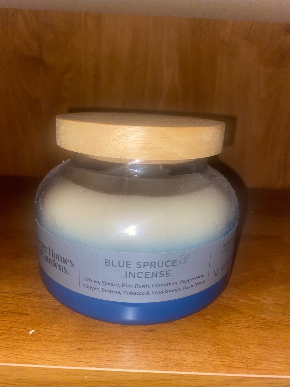 Better Homes And Gardens Blue Spruce & Incense Jar Candle - White & Blue